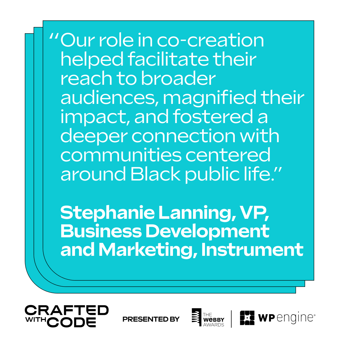 The Webby Awards (@thewebbyawards) on Twitter photo āØ<a href="/instrument/">Instrument</a> partnered with <a href="/blackspaceorg/">BlackSpace</a> to create an evolved brand, design system & digital experience to empower them into the future.
Learn the story behind the Webby-recognized site ā built on #WordPress, powered by <a href="/wpengine/">WP Engine</a> ā in #CraftedWithCode! wbby.co/3XXrjh2 āØ<a href="/instrument/">Instrument</a> partnered with <a href="/blackspaceorg/">BlackSpace</a> to create an evolved brand, design system & digital experience to empower them into the future.
Learn the story behind the Webby-recognized site ā built on #WordPress, powered by <a href="/wpengine/">WP Engine</a> ā in #CraftedWithCode! wbby.co/3XXrjh2