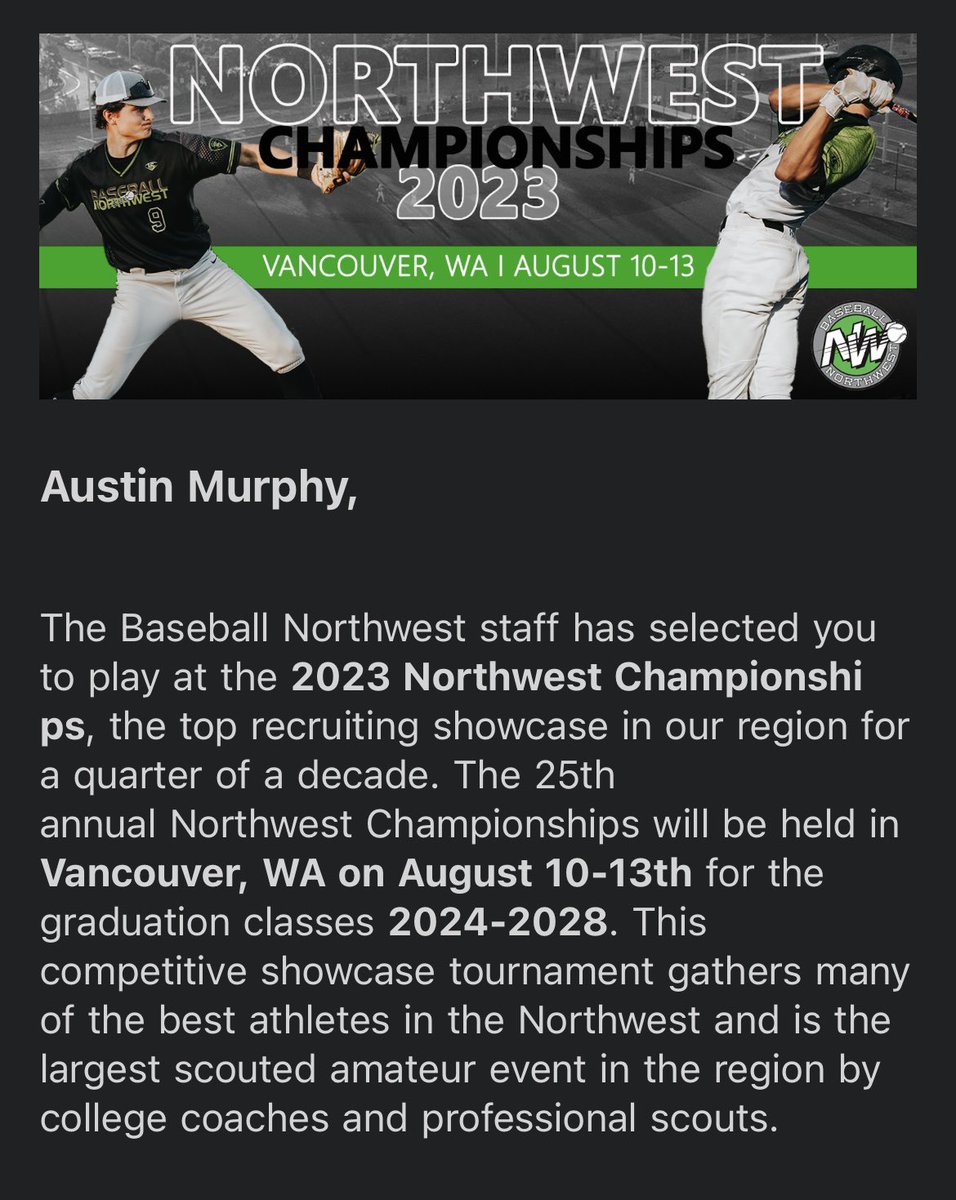 I will be representing WA East. Thank you <a href="/BaseballNW/">Baseball Northwest</a> for the opportunity.