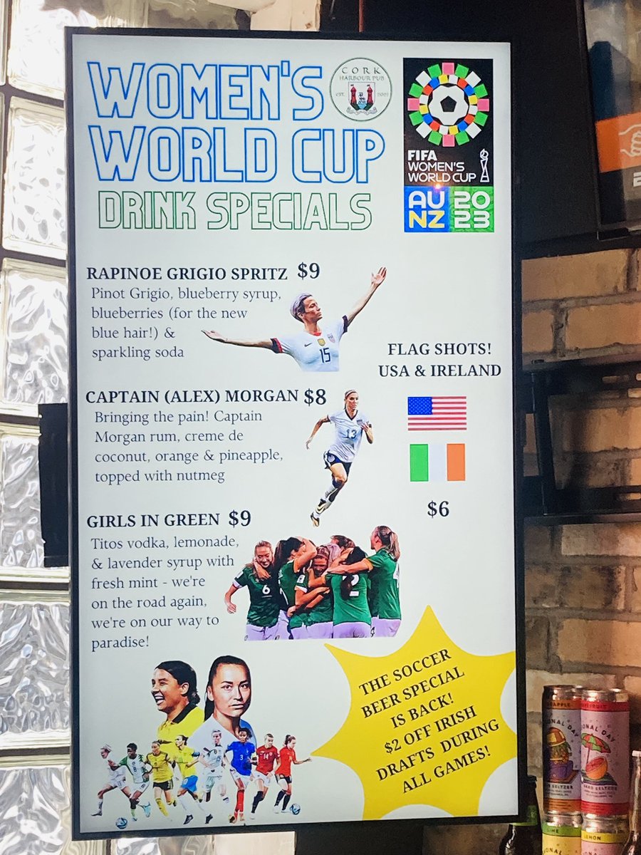 The Women’s World Cup drink specials at @CorkHarbourPub in Pittsburgh are elite.