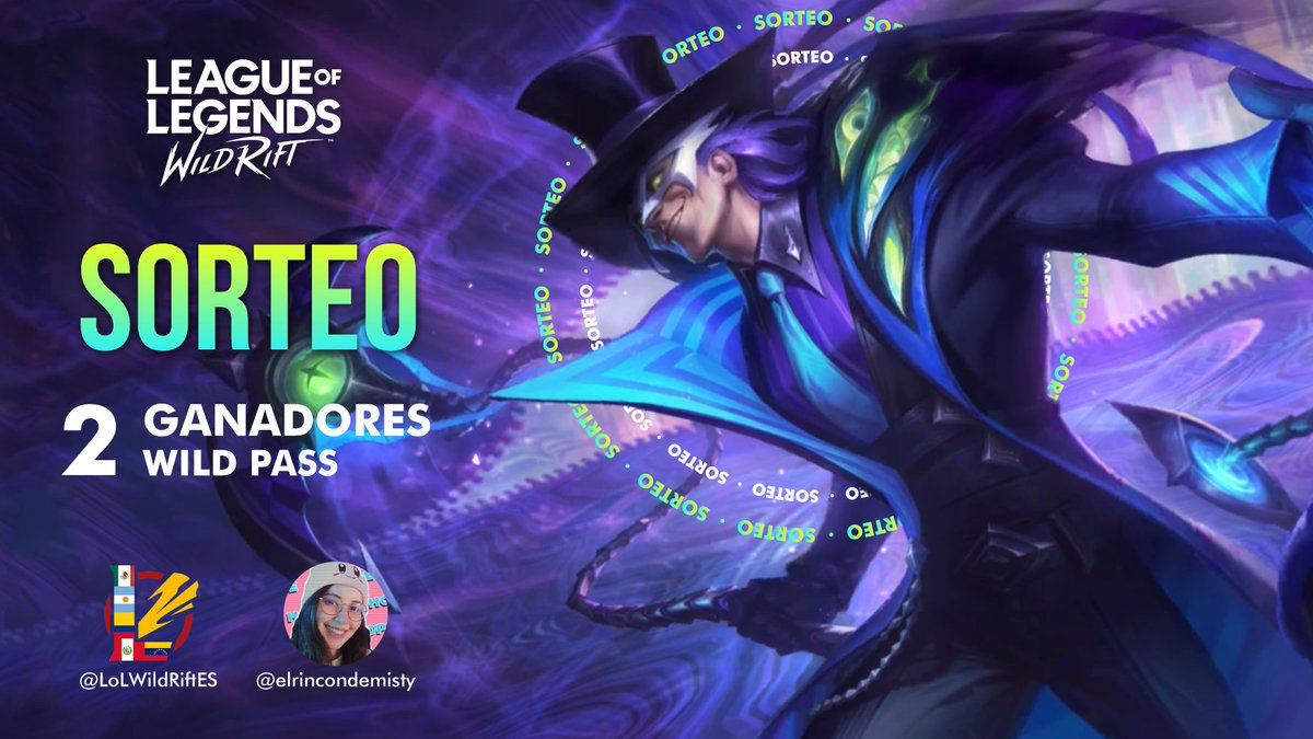 🎉 ¡Sorteo 2 Wild Pass! 🎉

⬇️ Requisitos:
➩ Seguir a <a href="/LoLWildRiftES/">LoL Wild Rift Comunidad</a> y <a href="/soykarichan/">Kari ✨</a>
➩ Dar RT 🔄 y Like ❤️

Finaliza el 25/07, válido únicamente para Latam.

#LeagueOfLegendsWildRift
#WildRift #LoLWildRift