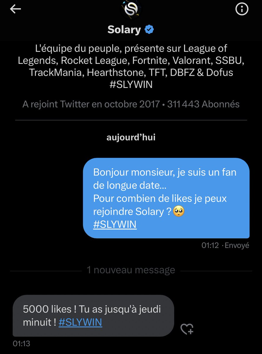 Azos___'s tweet image. Salut les amis, j’ai besoin de votre aide
Pour 5k likes je peux rejoindre ma structure préférée…

Aidez moi à réaliser ce rêve 🥹

#SLYWIN LFL OTP 💛💙