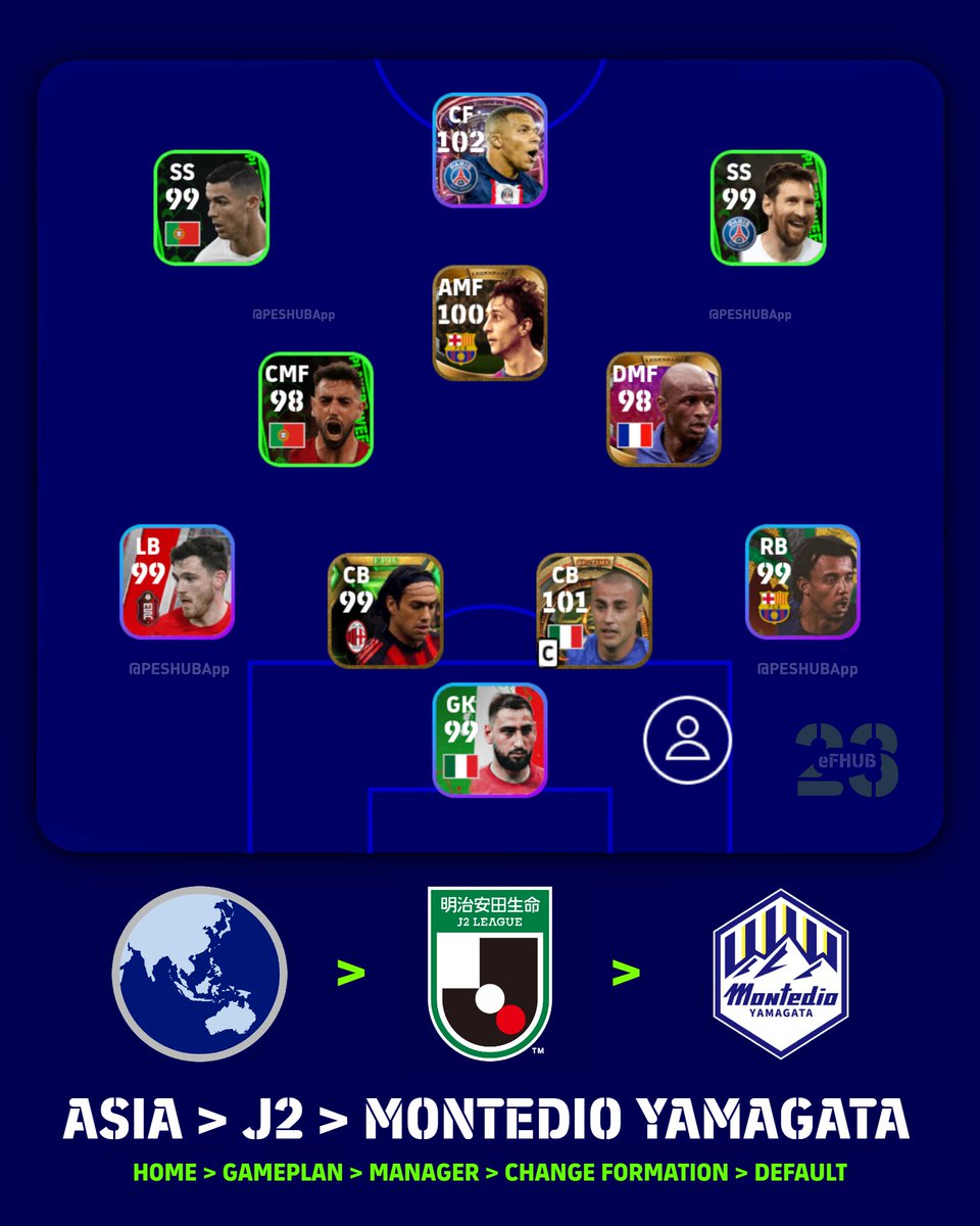 eFHUBx's tweet photo. UNIQUE FORMATION : 4-2-1-3
MANAGER NAME : S. WATANABE

➡ https://t.co/ILjPJkJlyO 

#eFootball2023 | #eFootballHUB https://t.co/zqBNshZo1s