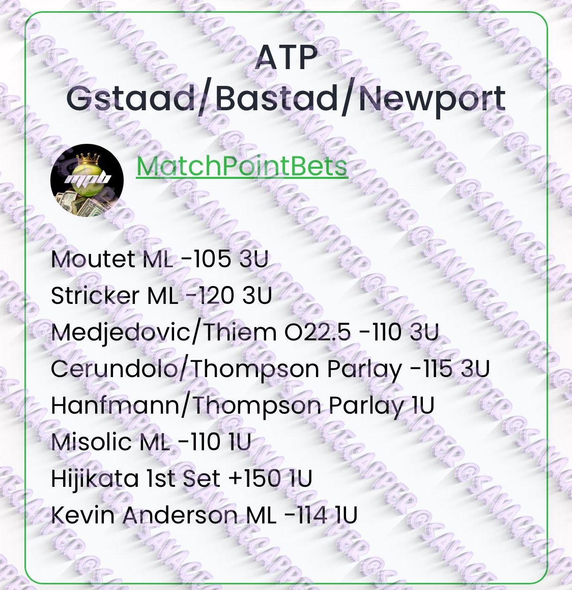 SavageCappers's tweet image. #MatchPointBets #GamblingTwitter #wakeandcash #wakencash #sportsbets