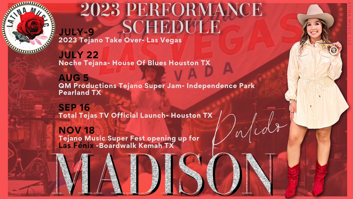 Upcoming events !! 🎶🤘🏼❤️ 
.
.
.
#BarbieMovie #trending #madisonpulido #tejano #artist #explore #tuesdayvibe #musicvideo #checkitout #youtube