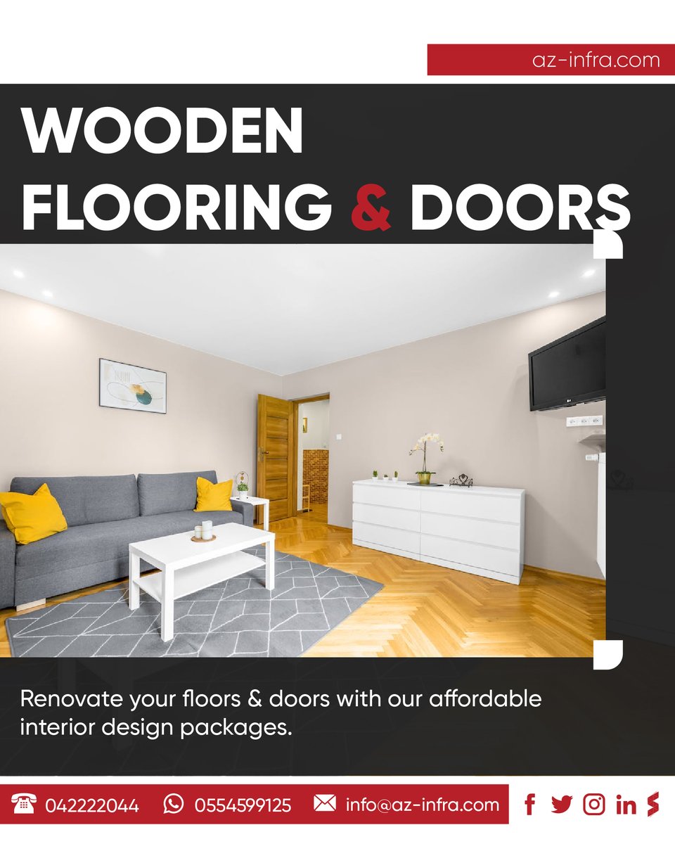 azinfrauae's tweet photo. A wooden flooring adds artistic touch to your interiors. Check out #AZInfra in house joinery facility which can provide you all kinds of wood works for your interior requirements.
Visit : https://t.co/LXSpaK5knn
#dubaiinteriordesign #dubaiinteriors #dubai #interiordesign https://t.co/UmOTVqYLop