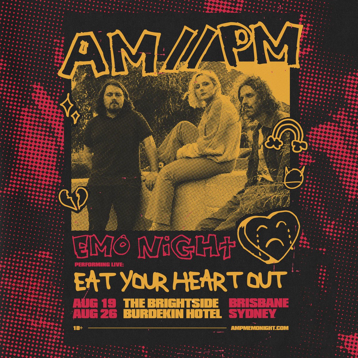 brisbane + sydney we will be seeing you next month! these are our first am//pm shows ever so turn up and show us what it’s all about! 🖤

tickets from ampmemonight.com