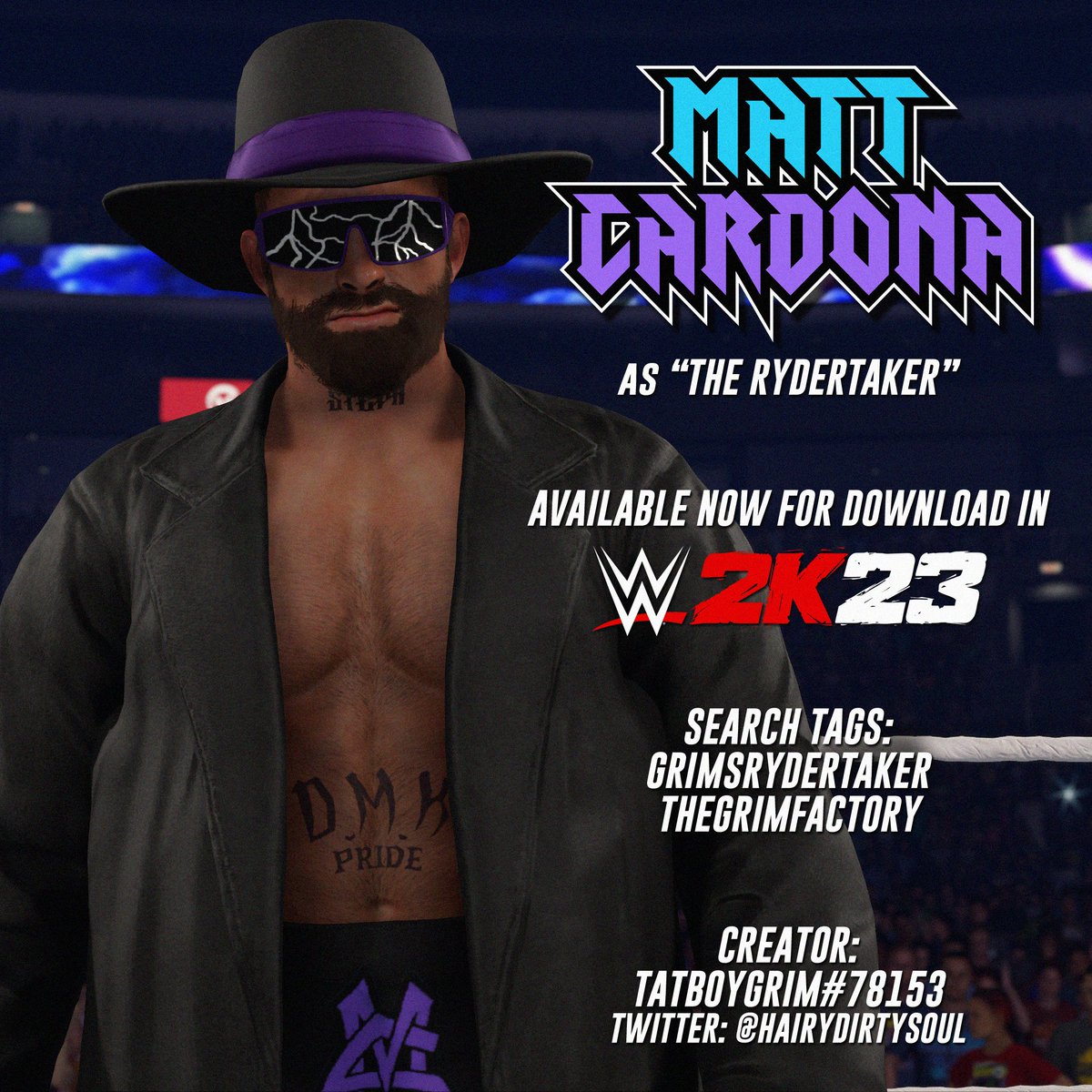 Zack Ryder will Rest... In... Peace...

MATT CARDONA is now available for download in #WWE2K23!

Includes:
• Matt Cardona's 'Rydertaker' attire
• Menu screen render/graphic
• Custom moveset*

Enjoy!

@TheMattCardona