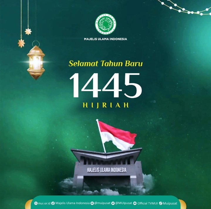 Segenap pimpinan, pengurus, dan staff Majelis Ulama Indonesia mengucapkan Selamat Tahun Baru Islam 1 Muharram 1445 Hijriah.

Mari kita evaluasi dan perbaiki diri di tahun mendatang sehingga kita tergolong menjadi umat-Nya yang bertaqwa. 
Amiinn..

#1Muharram1445H  #TAHUNBARUISLAM