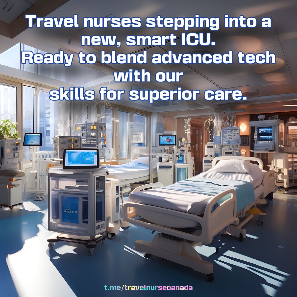 🌍👩‍⚕️👨‍⚕️ We're travel nurses stepping into a new, smart ICU. Ready to blend advanced tech with our skills for superior care. Here's to our new journey! 🎉💪 #TravelNurses #icuinnovation #travelingisfun #travelingpost #travelingrn #travelingnurse #nursetraveler