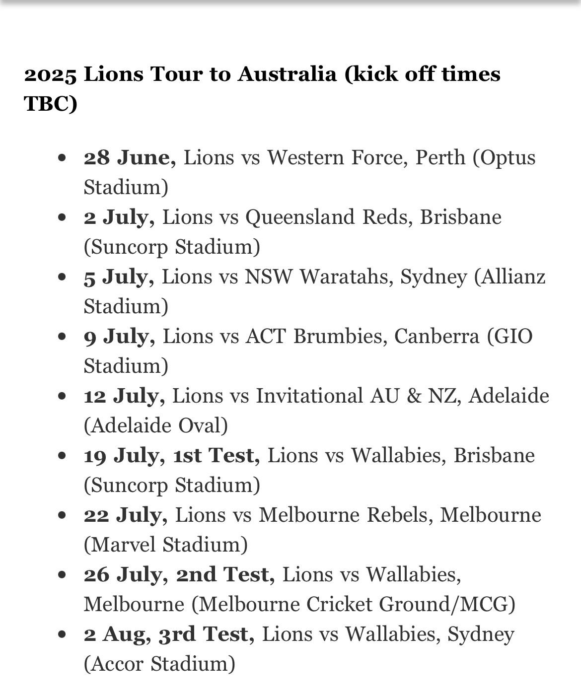 Alex Lowe 📰 on Twitter "The 2025 Lions tour of Australia includes a