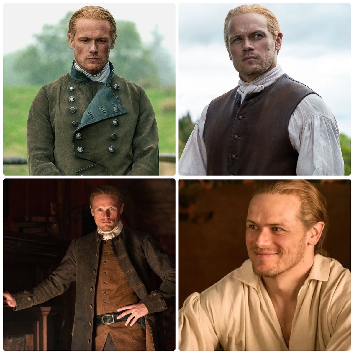 💙Happy Wednesday with some of the various styles of Jamie this season! Do you have a favorite? #SamHeughan #JamieFraser #Outlander