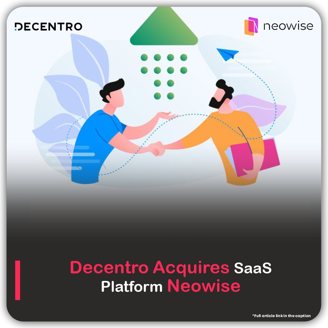 viestories_com's tweet photo. Neowise Technologies, a Mumbai-based SaaS #platform, has been acquired by Decentro, a startup providing financial API facilities.
Read more - https://t.co/ZQ2C8OQMAw
#neowise #decentro #partnership #saasplatform https://t.co/Tv6IAL8CF9