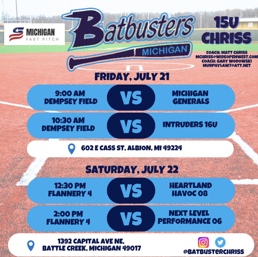 batbusterchriss's tweet photo. Last tournament of the season this weekend starting Friday!! Here is our schedule so be sure to come watch us one last time this season. https://t.co/4jjxeRRzs8