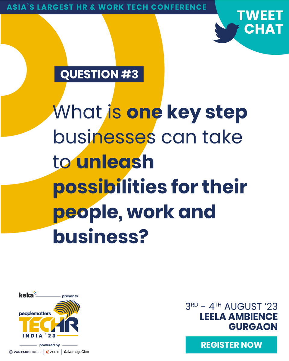 PeopleMatters2's tweet photo. Moving ahead ! Question no. 3 in our #TechHRIN Tweetchat is coming your way!  

Q3. What is one key step businesses can take to unleash possibilities for their people, work &amp; business? https://t.co/iRi3hnmKPY