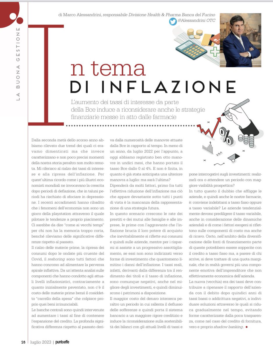 Marco Alessandrini (@alessandriniotc) on Twitter photo In un anno abbiamo registrato ben otto aumenti dei tassi da parte della <a href="/ecb/">European Central Bank</a> . L’inflazione permane su livelli alti. Crescono le rate dei prestiti alle aziende e dei mutui alle famiglie. Potremmo dire”come ai vecchi tempi”. Leggi il mio editoriale su <a href="/puntoeffe/">Punto Effe</a> 👇👇👇 In un anno abbiamo registrato ben otto aumenti dei tassi da parte della <a href="/ecb/">European Central Bank</a> . L’inflazione permane su livelli alti. Crescono le rate dei prestiti alle aziende e dei mutui alle famiglie. Potremmo dire”come ai vecchi tempi”. Leggi il mio editoriale su <a href="/puntoeffe/">Punto Effe</a> 👇👇👇