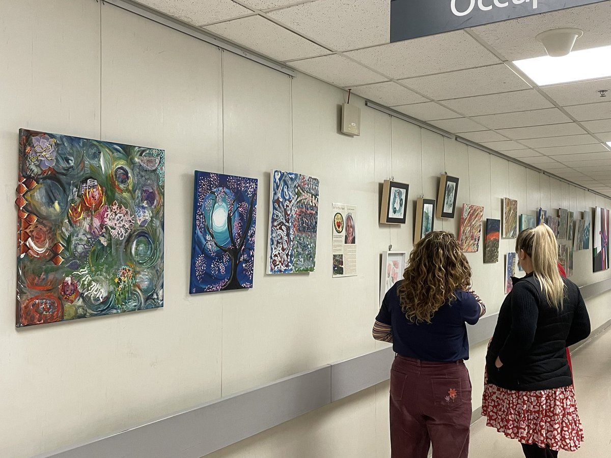 Some of the RePaDD team had a look today at the Art for the Heart display at #FlindersMedicalCentre which showcases pieces from the #grief and #loss peer support group run by the Southern Vales Compassionate Communities Project #OnkaparingaCompassionateCommunities #ArtsinHealth