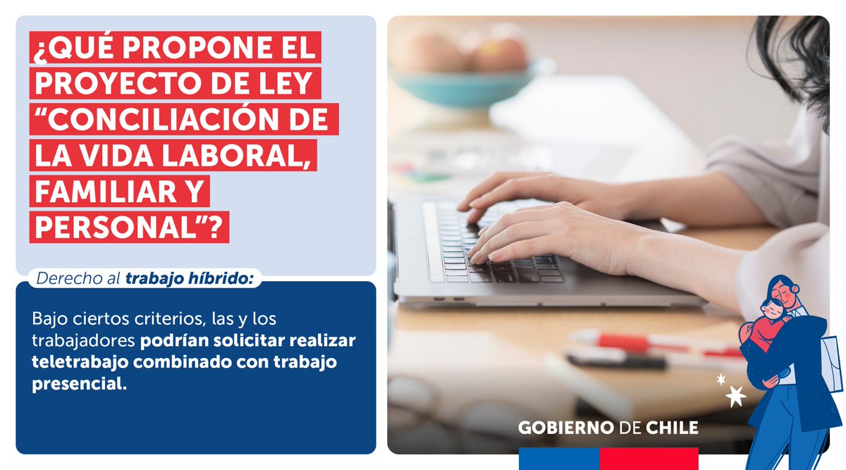 ¡Por una mejor calidad de vida para todas y todos! 🇨🇱

Presentamos el proyecto de ley "Conciliación de la vida laboral, familiar y personal", que establecería el derecho a trabajo híbrido en los casos que te contamos en este hilo 👇🏼