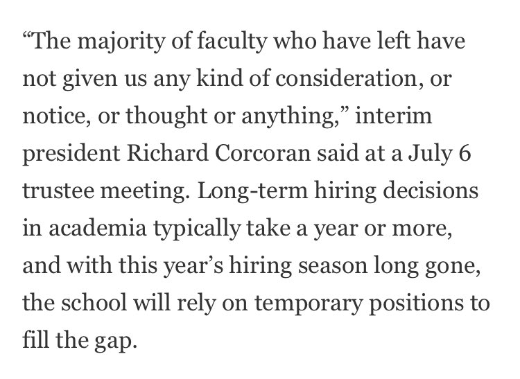 JeffreyASachs's tweet image. The administration asked for this. Literally, it asked anyone who didn’t support the new New College to leave. It is getting its wish.

(Headline: 1/3 of all faculty are gone.)
tampabay.com/news/education…