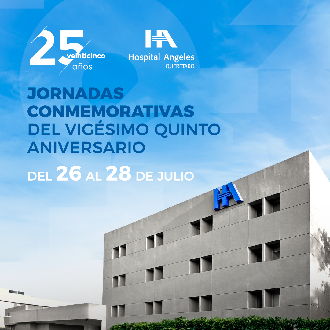 hospitalangeles's tweet photo. ¡Celebra con nosotros 25 años de excelencia médica en el Hospital Angeles Querétaro! 
Te esperamos  en nuestras Jornadas Conmemorativas con pláticas y conferencias dirigidas a toda la comunidad médica y futuros profesionales de la salud.
Evento gratuito https://t.co/tL4BfkuAT4