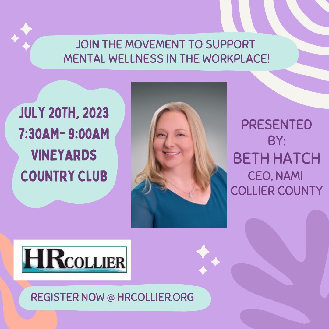 Have you registered? Come out for breakfast to learn more on how to support mental wellness in the workplace! #MentalWellness #Nami #HRFL23