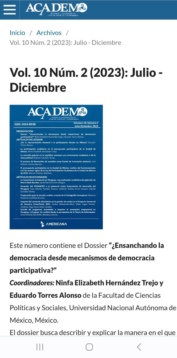Para aportar al análisis de los #Gabinetes en #Paraguay les comparto mi artículo publicado recientetemente en la Revista de la
<a href="/uamericana/">Universidad Americana</a> sobre la importancia ministerial #CienciaPolítica #PoderEjecutivo <a href="/ParaguayAcipp/">ACIPParaguay</a>
Disponible en revistacientifica.uamericana.edu.py/index.php/acad…