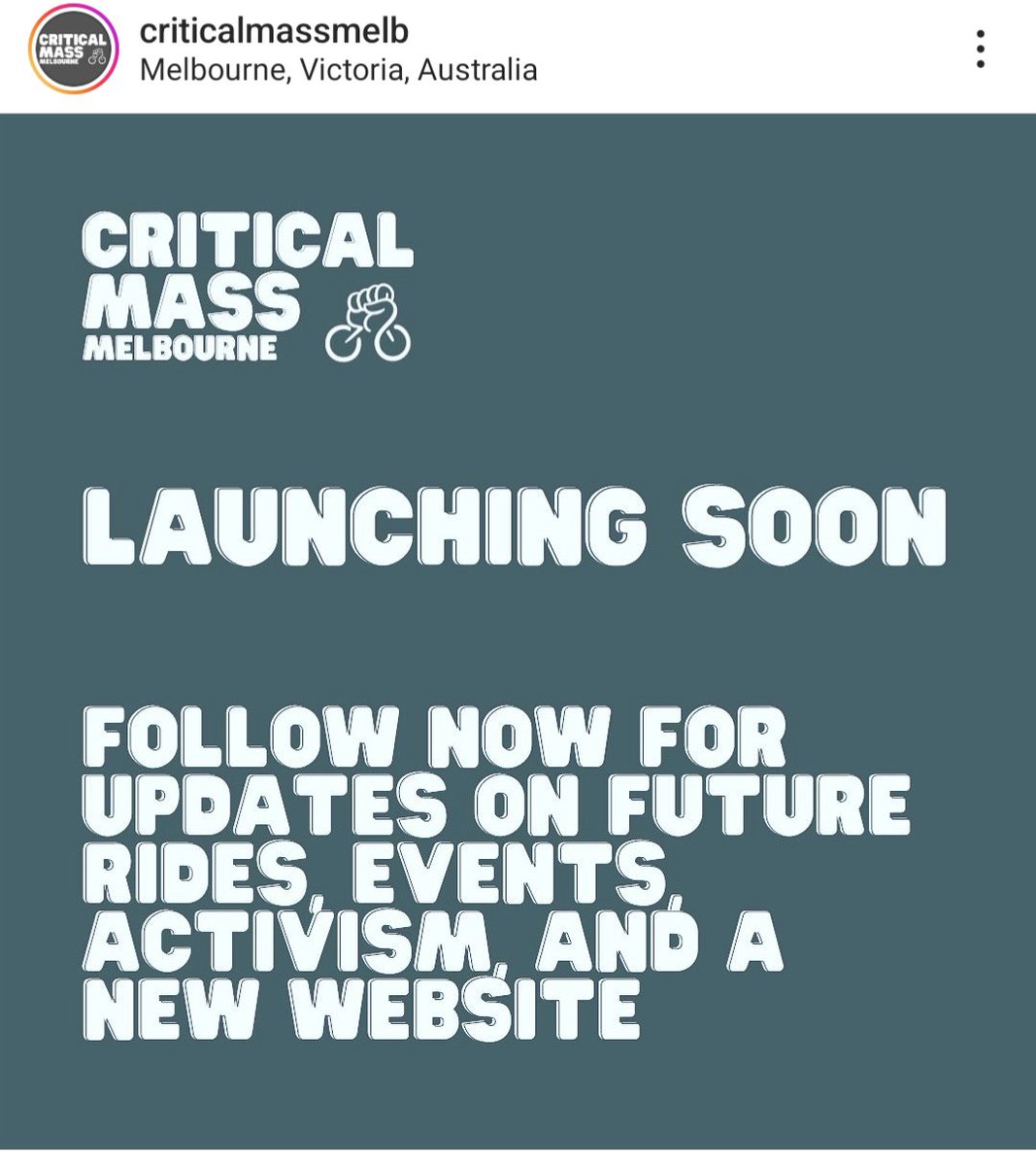 #criticalmass is getting a shiny new website! Keep up to date on all that is happening in Melbourne. Can follow now on Instagram.#comingsoon 🥳🥳🥳🥳🚲🛴♿