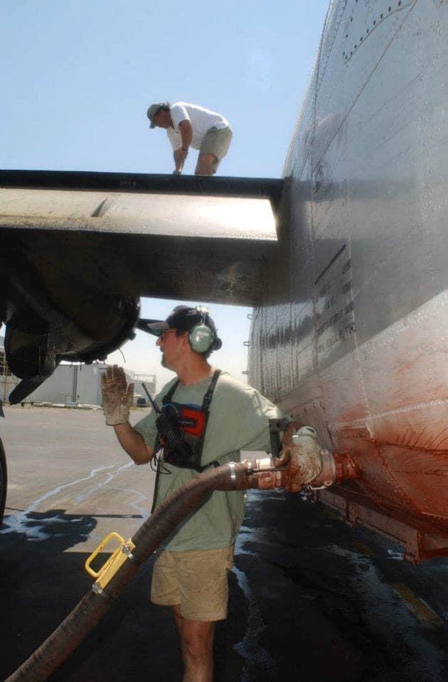 filmcartel's tweet photo. 21 years ago tonight…I will never forget the ultimate sacrifice pilots Rick and Milt made that evening in their efforts to save lives and property! 
 That’s Rick Schwartz on the wing checking fuel and me below on retardant six hours before the fatal crash of Tanker 123. https://t.co/2sye33lxlw