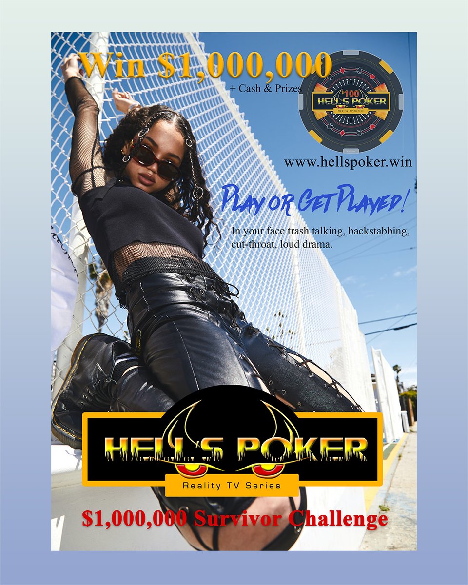 HellsPoker's tweet photo. Hell's Poker: $1,000,000 Survivor Challenge | Reality TV Series. Win $1,000,000 + Cash and Prizes. Now Casting! @hellspoker #hellspoker #RealityTV #TV #poker #CASTING #trending #castingcall #fyp #imdb #texasholdem https://t.co/zbwjeJTJ6Q