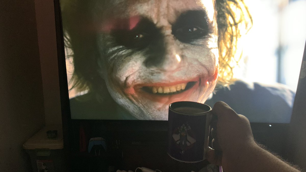 // Annnnnnnnnd here we go! With a hot cup damn fine coffee for Heath Ledger for celebrating 15 years of the release. #TheDarkKnight #RIPHeathLedger