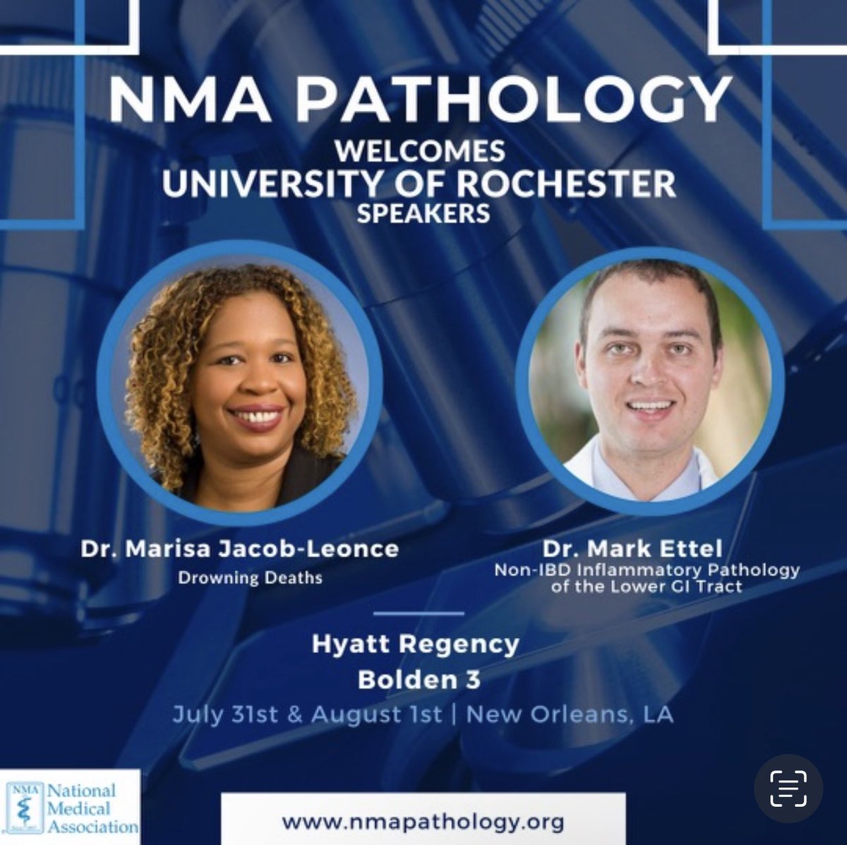 Meet the speakers! Dr. Marisa Jacob-Leonce and Dr. Mark Ettel will be joining us in New Orleans for the 2023 NMA National Convention and Scientific Assembly this July 31st and August 2nd! #nmapathology #nmanola2023