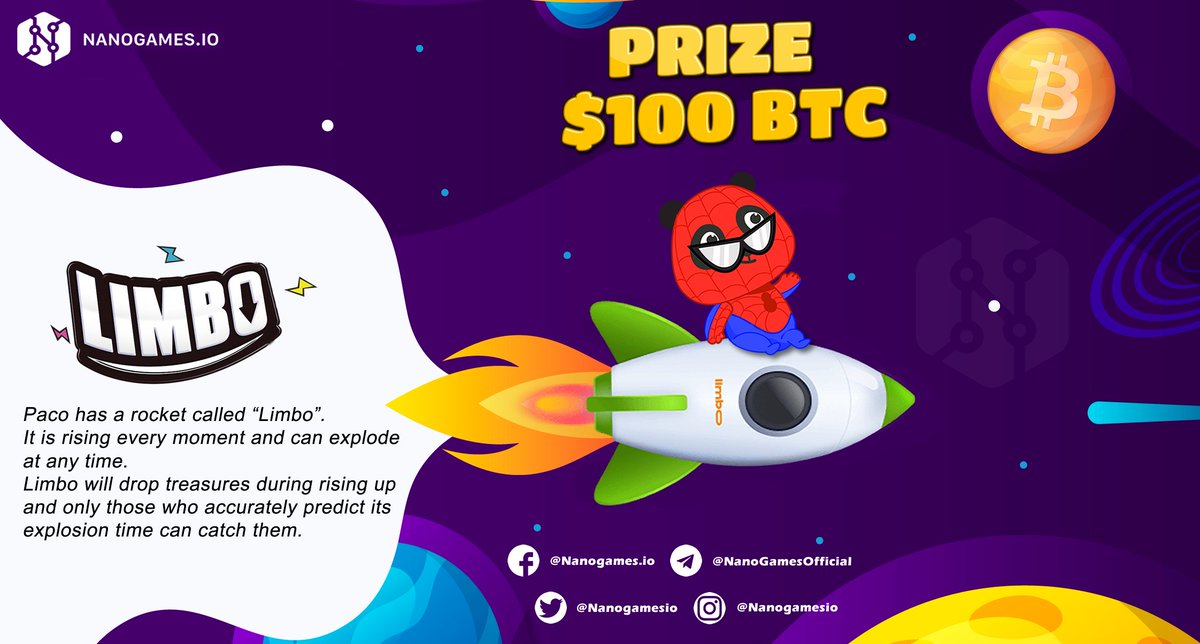 Our featured game of the week is "Limbo" 🕹

🏆$50 for 2 random players

✔Post a screenshot playing Limbo (CUB included)
✔Like + RT Using #Bitcoin
✔Tag friends
🔺️Minimum VIP Allowed 10+

nanogames.io/limbo

⏳Ends 48 hours!

#BTC #BNB #USDT #TRX #LTC #ETH #Giveaway