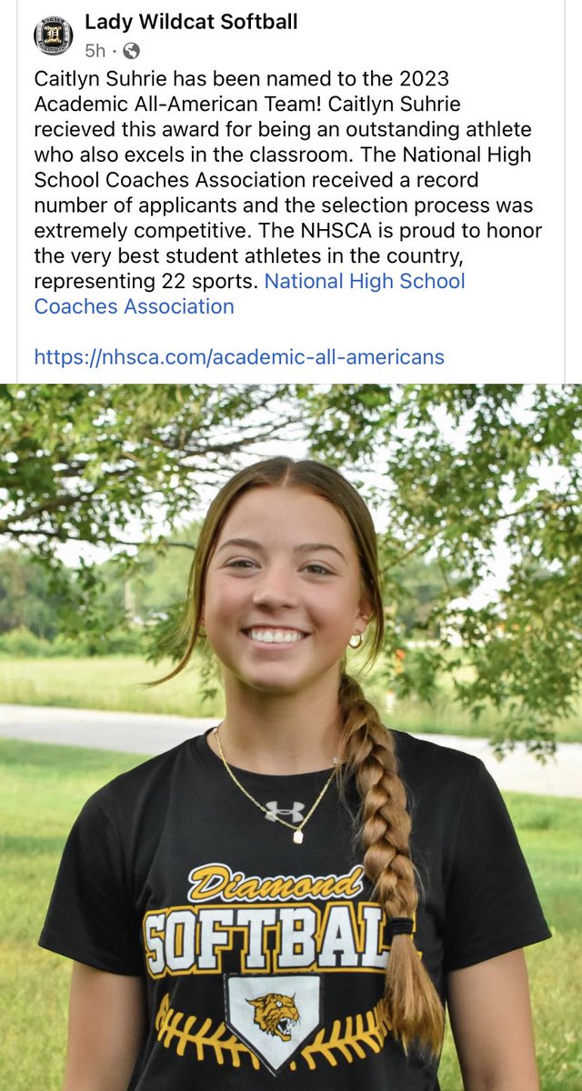 Caitlyn Suhrie (@caitlyn_suhrie) on Twitter photo Very excited to be selected for Academic All-American!!
nhsca.com/academic-all-a…
<a href="/Futures918/">FFS 918</a> <a href="/LCCSB/">Labette Softball</a> <a href="/FSCCSBHounds/">FSCC Softball</a> <a href="/CCRoughridersSB/">Crowder College Softball</a> <a href="/neosoftball/">NEO Softball</a> <a href="/GoNeoshoSoftbal/">Neosho Softball</a> <a href="/SCCougsSoftball/">St. Charles CC Softball</a> <a href="/CCCRavensSB/">Coffeyville Softball</a> <a href="/OKWUeagles_SB/">OKWU Softball</a> Very excited to be selected for Academic All-American!!
nhsca.com/academic-all-a…
<a href="/Futures918/">FFS 918</a> <a href="/LCCSB/">Labette Softball</a> <a href="/FSCCSBHounds/">FSCC Softball</a> <a href="/CCRoughridersSB/">Crowder College Softball</a> <a href="/neosoftball/">NEO Softball</a> <a href="/GoNeoshoSoftbal/">Neosho Softball</a> <a href="/SCCougsSoftball/">St. Charles CC Softball</a> <a href="/CCCRavensSB/">Coffeyville Softball</a> <a href="/OKWUeagles_SB/">OKWU Softball</a>