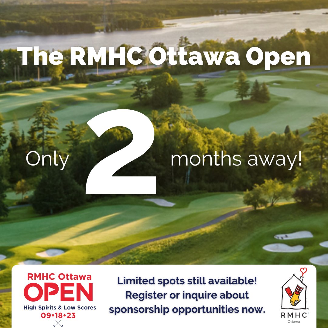 Ronald McDonald House Charities Ottawa (@rmhcottawa) on Twitter photo Will you be joining us <a href="/CamelotGolf/">Camelot Golf Club</a> for “High Spirits & Low Scores” on Sept. 18 at the 35th Annual RMHC Ottawa Open?
Limited spots still available! Email lisa@rmhottawa.com / click the link in bio to learn more about our fantastic charity golf tournament you don’t want to miss! Will you be joining us <a href="/CamelotGolf/">Camelot Golf Club</a> for “High Spirits & Low Scores” on Sept. 18 at the 35th Annual RMHC Ottawa Open?
Limited spots still available! Email lisa@rmhottawa.com / click the link in bio to learn more about our fantastic charity golf tournament you don’t want to miss!