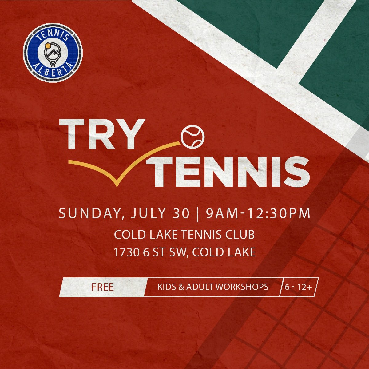 #coldlakealberta Try Tennis for FREE with Tennis Alberta and Cold Lake Tennis Club. 

tennisalberta.com/communities/tr…

#trytennis