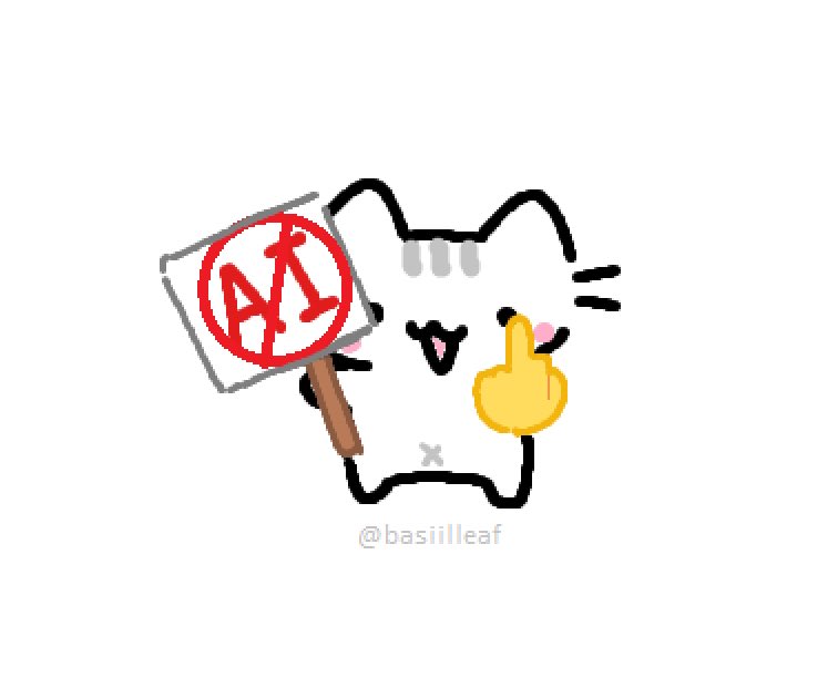 cat says FCK U to AI art