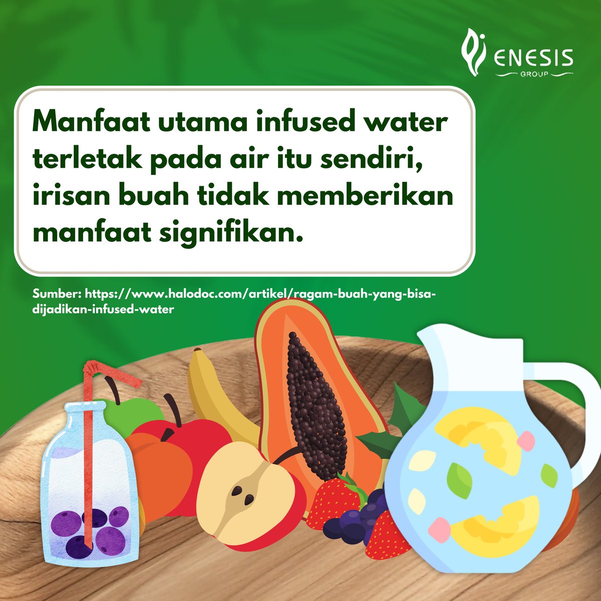 enesisgroup_id's tweet photo. Intinya, manfaat utama infused water adalah airnya, bukan buahnya.
Sumber: https://t.co/mcjB6twl2J
#ItsEnesentials #EnesianActive #EnesisGroup #HealthyProductForHealthyFamily #infusedwater #hidupsehatbahagia #hidupsehatmenebarmanfaat https://t.co/Q58UCWjzQu