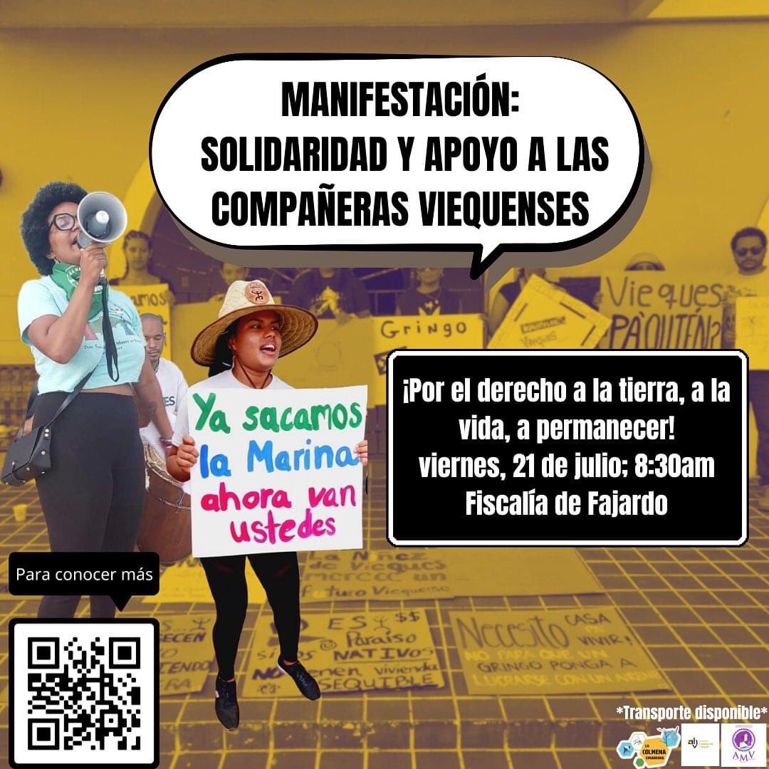 Luego de la protesta que logró detener las subastas en Vieques a nuestra compañera Katherine se le ha vuelto a citar para una Regla 6 y pretenden criminalizarla por ejercer su derecho a la libertad de expresión.