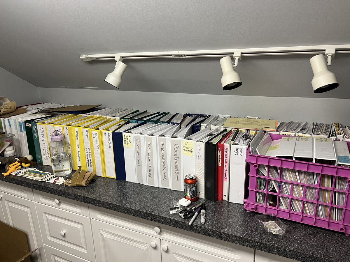 When you teach 7 different subjects in 9 years… you have a lot of binders… #iteachchem and lots of other stuff 😂 #DominiakScienceAttack