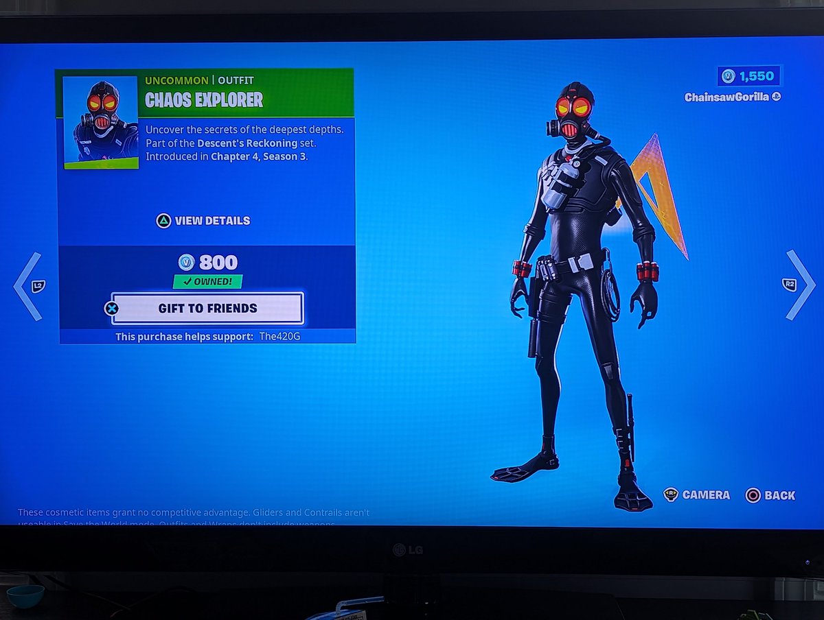 Caught this frogman Chaos Explorer in the Fortnite Item Shop with code THE420G to support @Lewis_N420 and all of the awesome stuff he does! HBD, m'dude!
#The420GFam #LegitLewis420 #FortniteWILDS #Fortnite #FortniteChapter4Season3