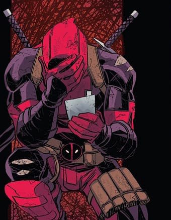 mynameistopher's tweet photo. I was telling my middle kid about Deadpool—how he breaks the fourth wall and knows he's in a comic/movie. He said, "Then he's the only superhero who knows that Stan Lee died." 
😢😢😢😭 https://t.co/q7SfunOoLG