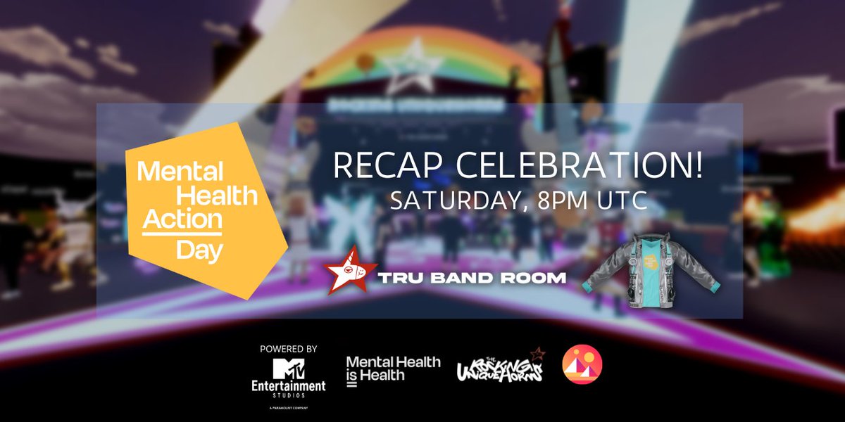 🦄#MentalHealthAction Day RECAP PARTY!🦄

Join us to relive this awesome community event! Celebrate with airdrops, recap video, & a special surprise for 10 superstars who rocked all 24 hours!

🤘Saturday, July 22
🤘8pm UTC/1pm PT/4pm ET
🤘events.decentraland.org/event/?id=514b…

#Decentraland