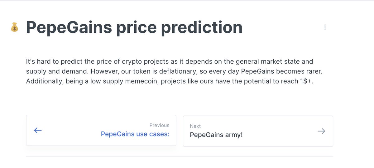Please, guys, DYOR about #PEPEGAINS!🐸💚💶 
It's not a joke! 
Real utility #ETH project with a high chance to reach +1$! 🚀💹
No team tokens🔒
Low supply gem 💎
Hyper deflationary gem🔥
TG: t.me/pepegainseth
#WPEPE #HOPPY2.0 #MRSPEPE #GenieBot