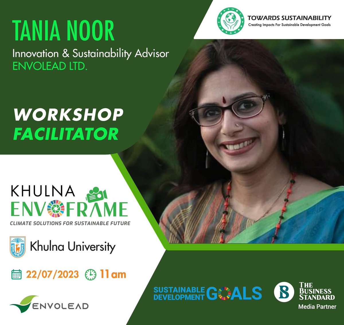 envolead's tweet photo. We are delighted to announce Ms. Tania Noor as the workshop facilitator for the Khulna EnvoFrame competition. 

Ms. Tania Noor brings a wealth of experience from her distinguished career in environmental and sustainable development at UNDP.

#envoframe #envolead https://t.co/mxDLzAkvoM