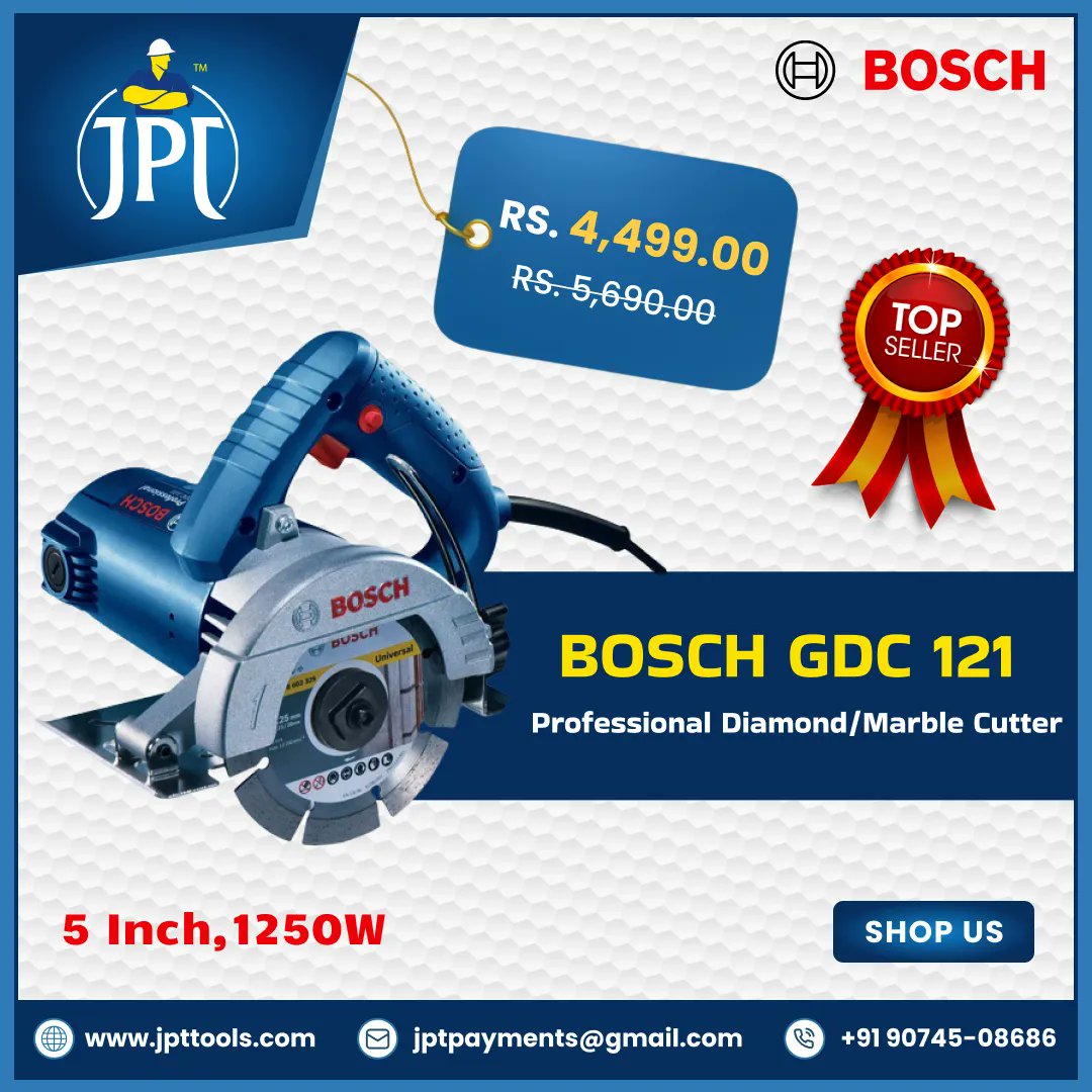 JptTools's tweet image. 🔹 Introducing the Powerhouse Cutter! 💎🔪

Looking to take your professional work to the next level? Say hello to the Bosch GDC 121 Professional Diamond/Marble Cutter! 🛠️💪

#boschgdc121 #diamondcutter #marblecutter #jpttools #powertools #craftsmanship #qualitytools