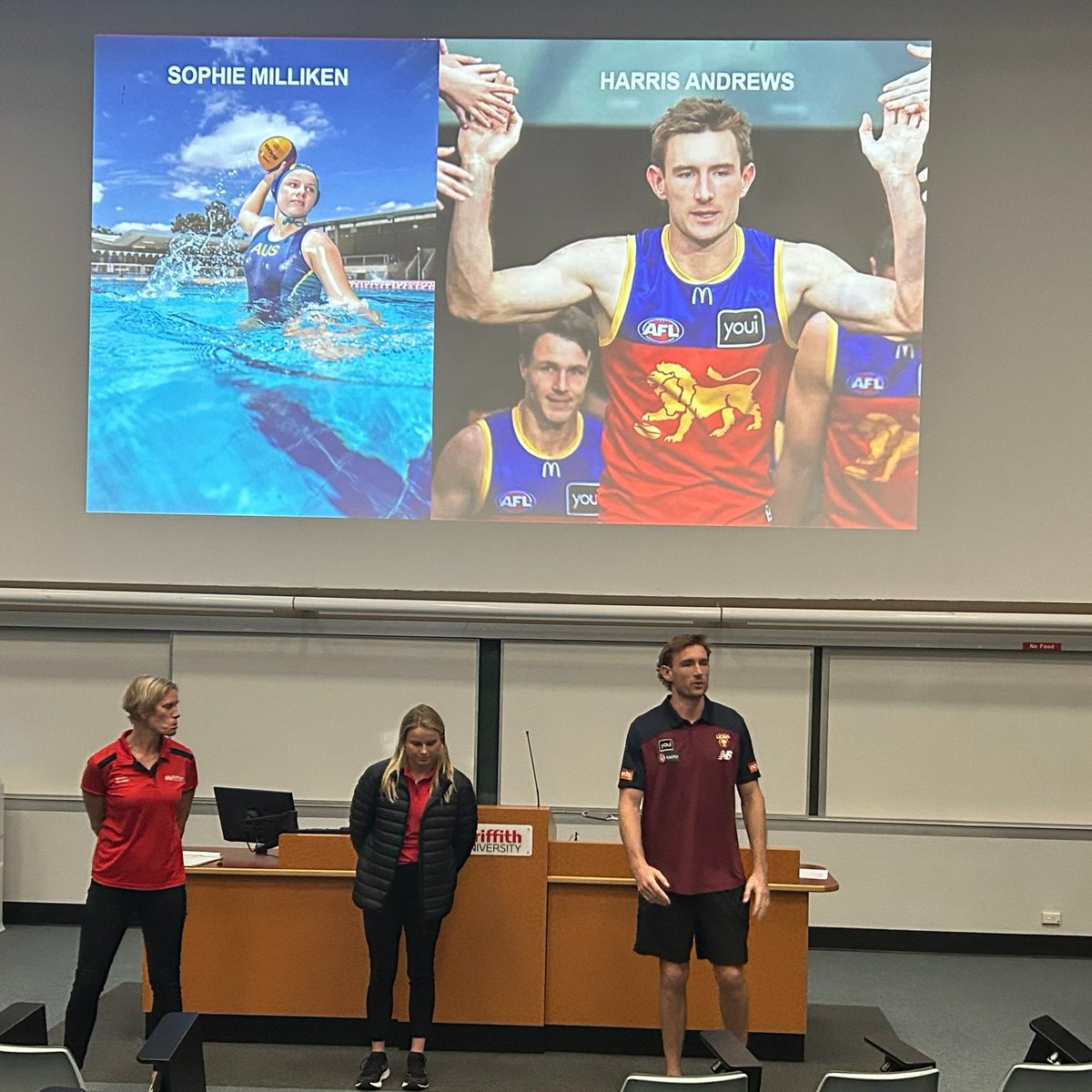. @brisbanelions co-captain and Griffith student, Harris Andrews, gave our Nathan campus a visit today to chat to some young athletes and inspire the next generation! 👏 @Griffith_GSC