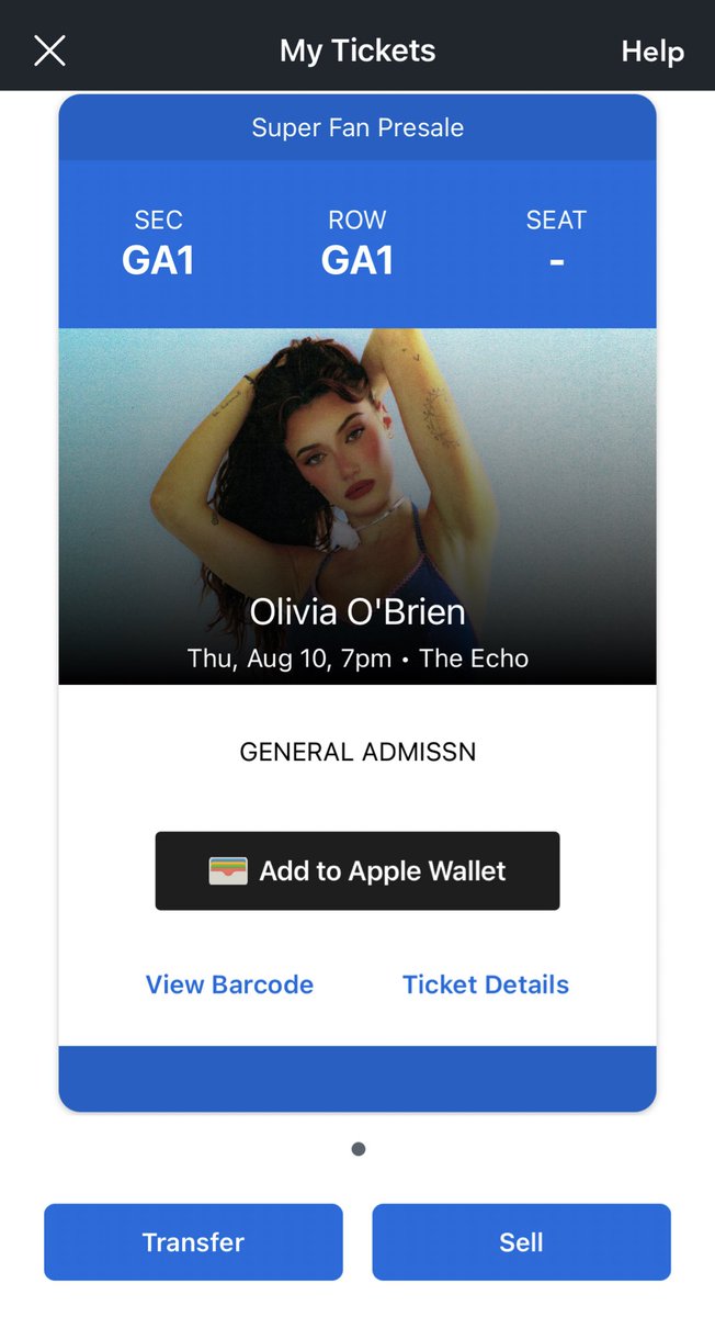 selling one ticket to olivia o’brien at the echo in los angeles california! got a ticket for a diff show and can’t make this one anymore :/

august 10th 2023
price: $36 (face value)
section: general admission
dm if interested!!! https://t.co/9v2lVSZIfX