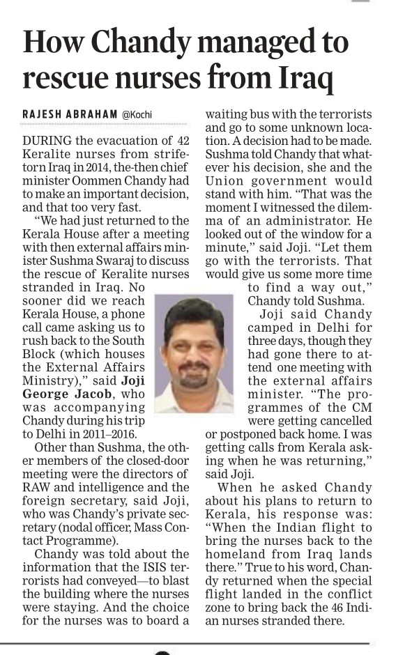 pendown's tweet photo. Spoke to Joji George Jacob, who was @Oommen_Chandy's nodal officer for Mass Contact Program. He narrates OC's intervention to bring home nurses stranded in war-torn Iraq during 2014. #OommenChandy https://t.co/YzWda3TtPL