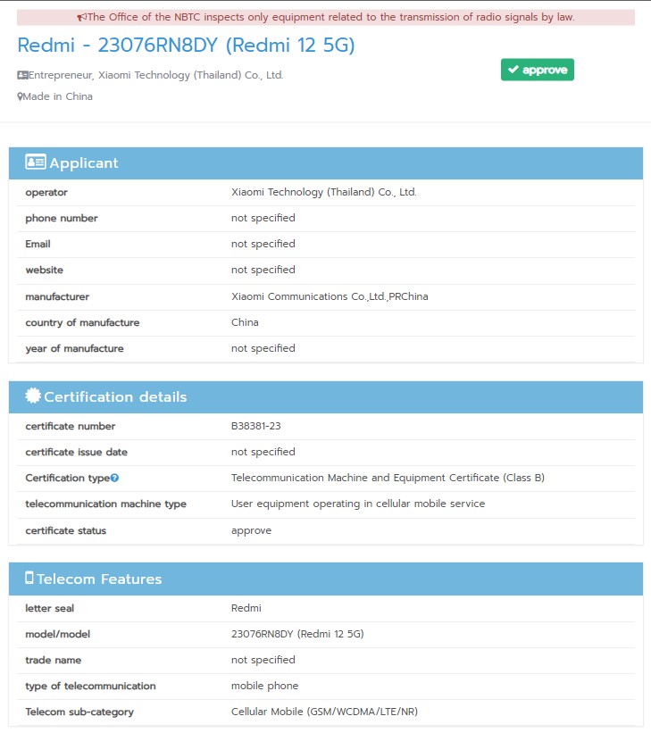 ZionsAnvin's tweet photo. Redmi 12 5G NBTC certified
- Rebranded Redmi Note 12R

#Redmi #REdmi125G #RedmiNote12R https://t.co/fQ145c2JQE
