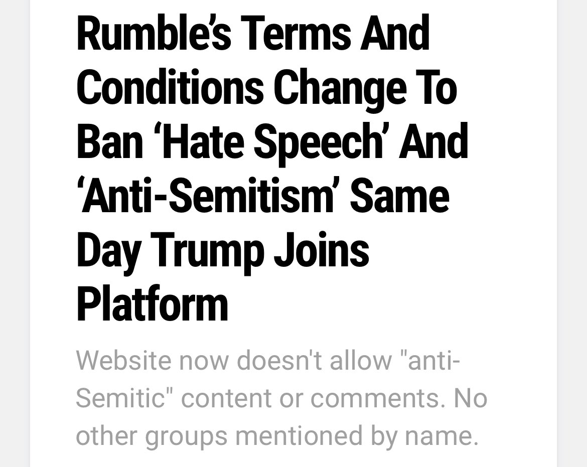 ElijahSchaffer's tweet photo. Rumble REMOVED the livestream from the Fuentes II Rally - in line with their policy banning “Anti-Semitism”

A policy put in place the same day Trump joined the platform 

Thoughts? https://t.co/jjelT16aAa