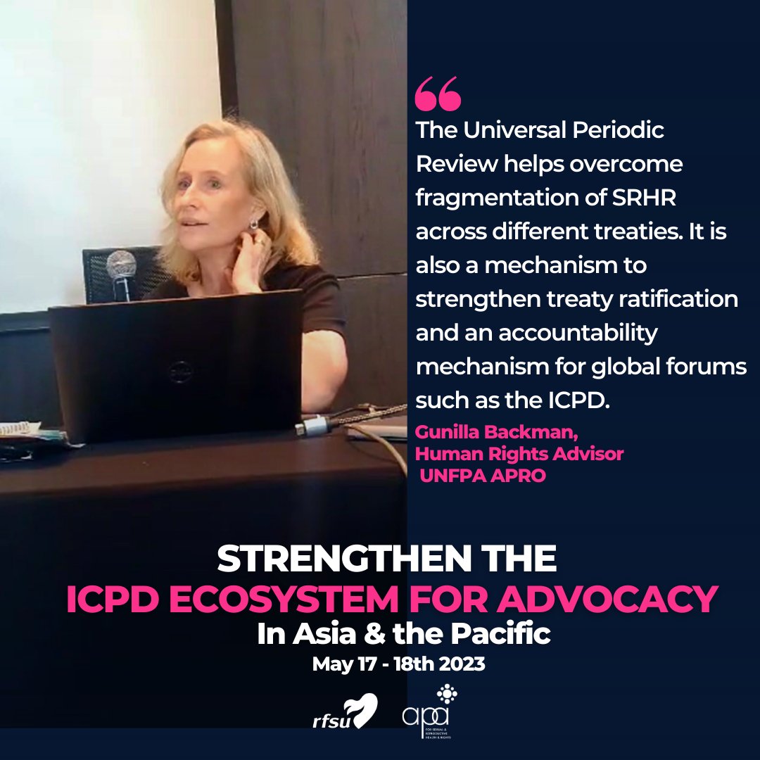 AsiaPacAlliance's tweet image. ✨Strengthening the ICPD Ecosystem for Advocacy  
Quote by Gunilla Backman, Human Rights Advisor, UNFPA APRO
#VoicesofICPD #ICPDChampion #itstimetolisten